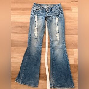 Women’s Distressed Light Blue Flare Jeans